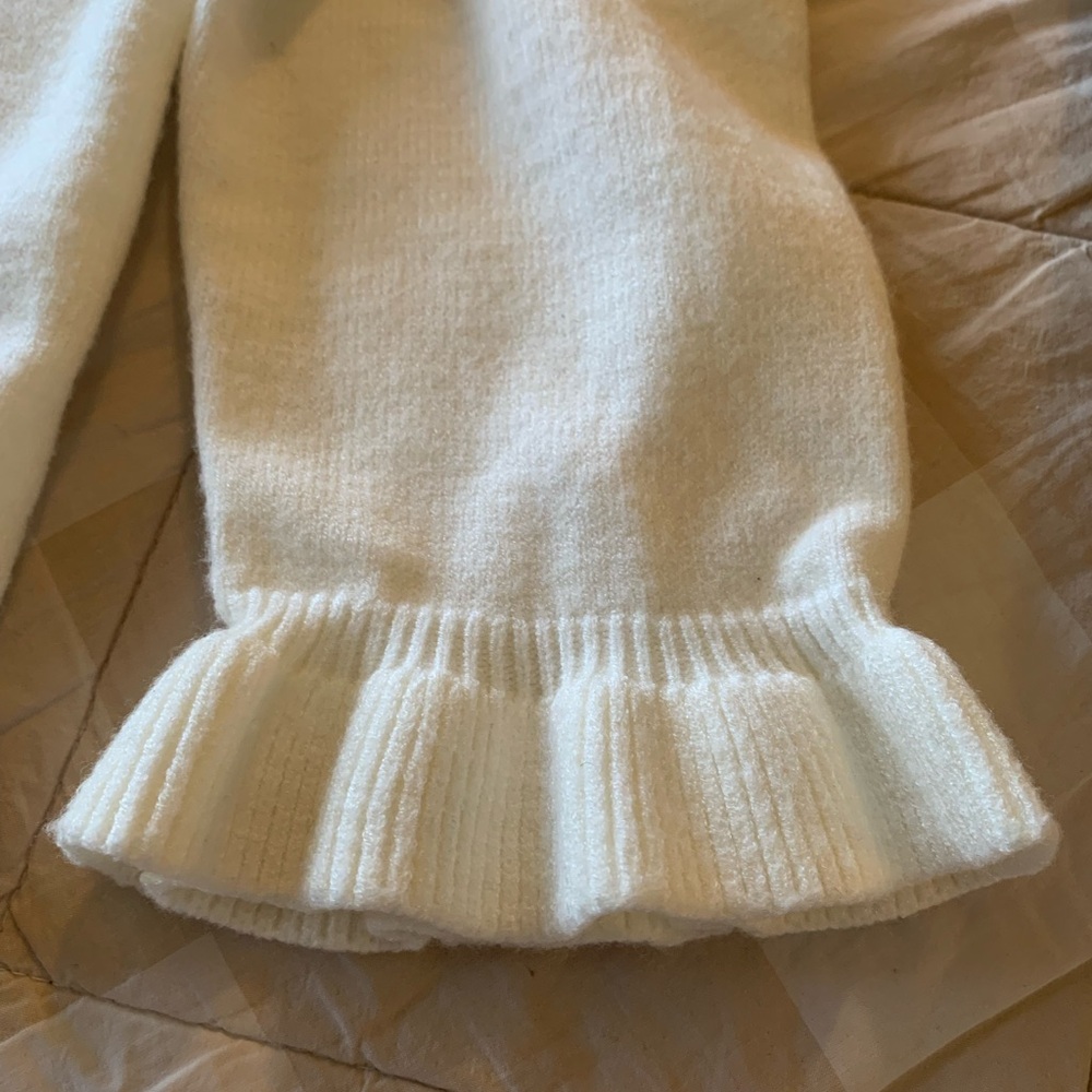 Badgley Mischka Embellished Cream Cardigan with Ruffle Trim Size XL NWT - Picture 13 of 14
